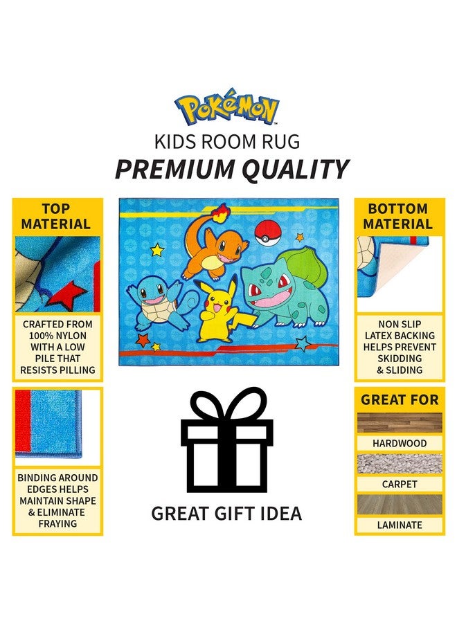 Franco Kids Room Non Slip Area Rug, 69 in x 52 in, Pokemon - Image 4