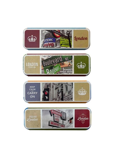 4-Pieces Rectangle Pencil Case Gift Tin Boxes  Good Quality For School