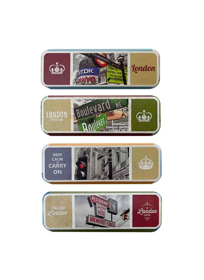 XIANGYU - 4-Pieces Rectangle Pencil Case Gift Tin Boxes  Good Quality For School - Image 1