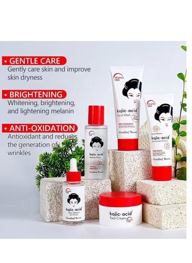 KOJIC ACID kojic Acid Skin Care Moisturizing And Anti Aging And Lighten Spots 5 Piece Set  - Image 3