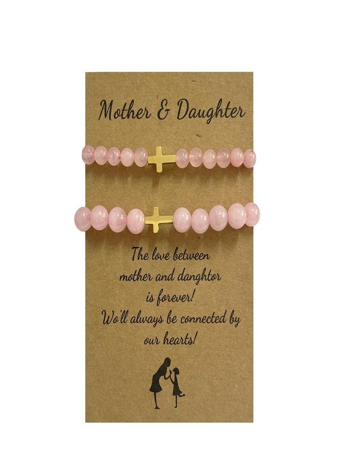 DOLLESS Mother Daughter Bracelets Matching Mommy and Me Bracelets Christmas Gifts for Mom Daughter (Pink)