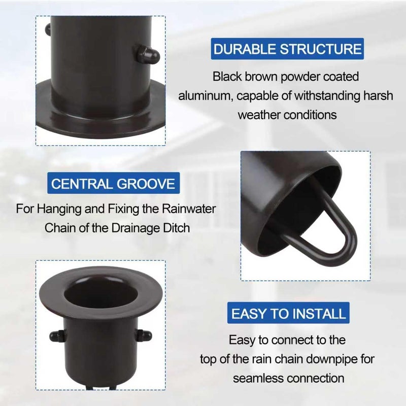 HOLEPU Rain Chain Gutter Adapter, Replacement Downspout for Gutters Black Aluminum （55mm） - Image 4