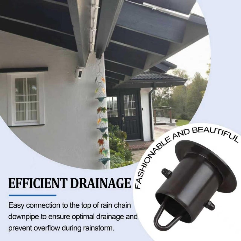 HOLEPU Rain Chain Gutter Adapter, Replacement Downspout for Gutters Black Aluminum （55mm） - Image 3