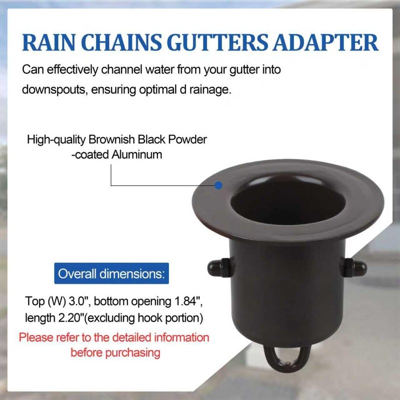 HOLEPU Rain Chain Gutter Adapter, Replacement Downspout for Gutters Black Aluminum （55mm） - Image 5
