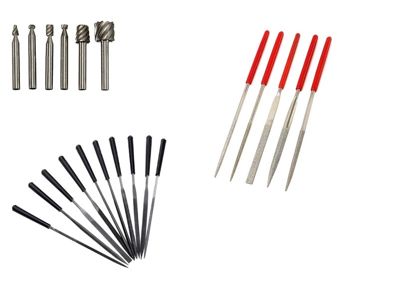 Digital Craft Rotary Tool Die Grinder Accessory Kit DIY Crafts Kit All in One Items DIY Works 6Pc HSS Rotary Burs Set10Pc 4x160 Needle File Set5Pc Diamond File Set