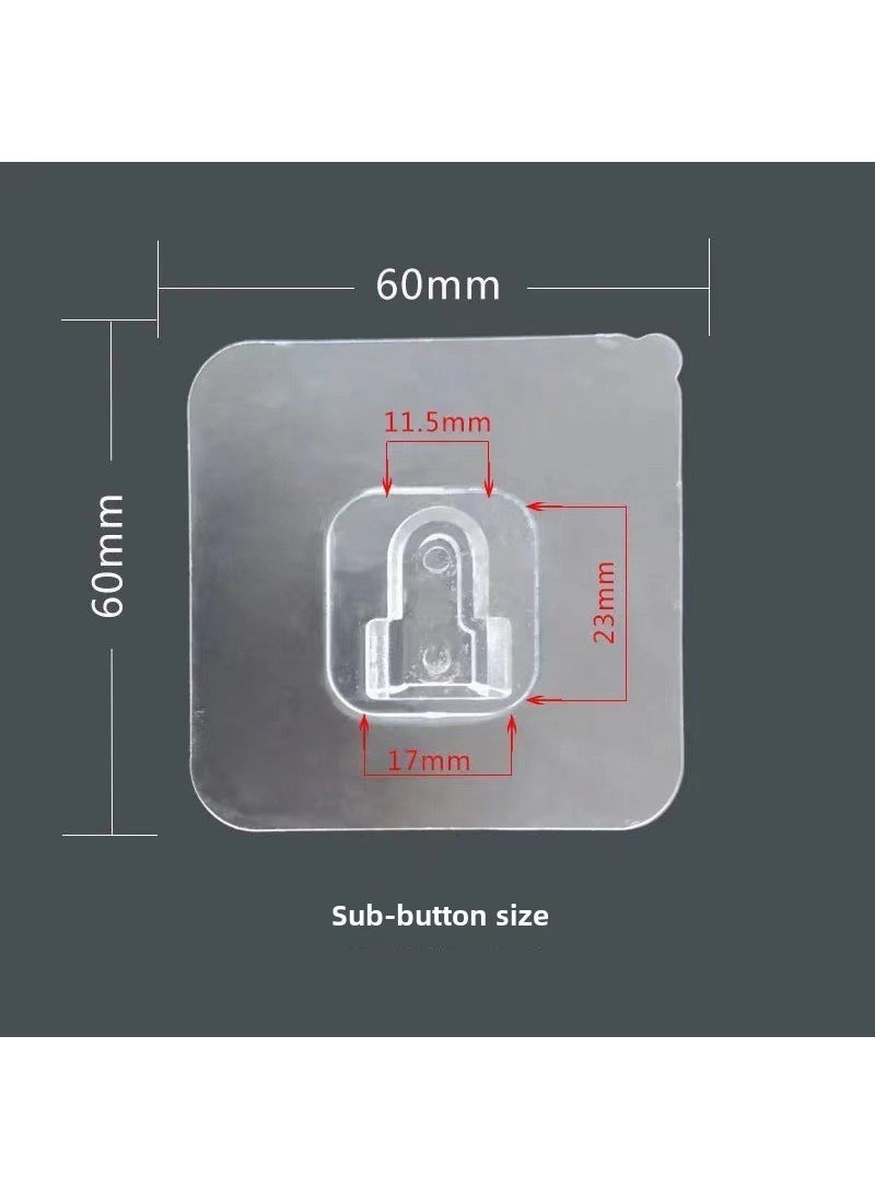 Adhesive Transparent Hooks No-Drill Hangers Strong Sticky Acrylic buckle 6*6cm