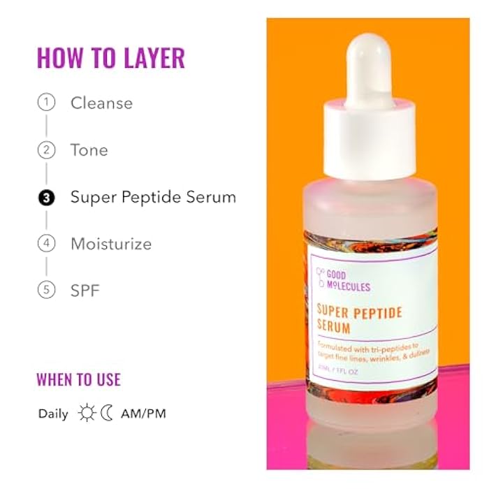 Good Molecules Super Peptide Serum - Anti-aging Facial Serum with Peptides and Copper Tripeptides to Plump and Firm - Water-Based Skincare for Face - Image 5