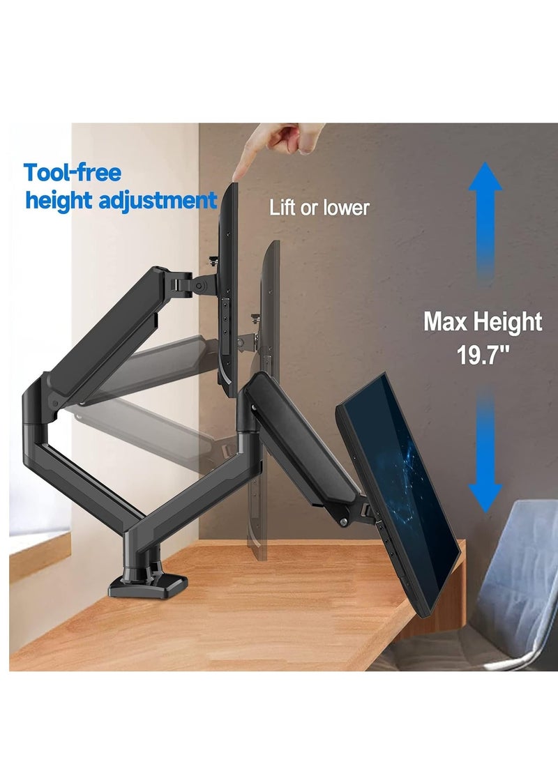 ELTRAZONE Dual Monitor Mount Stand, Adjustable Monitor Stand, Articulating Gas Spring Monitor Arm, Monitor Desk Mount with Clamp and Grommet Base - Fits 13 to 32 Inch Computer Monitors - Image 3