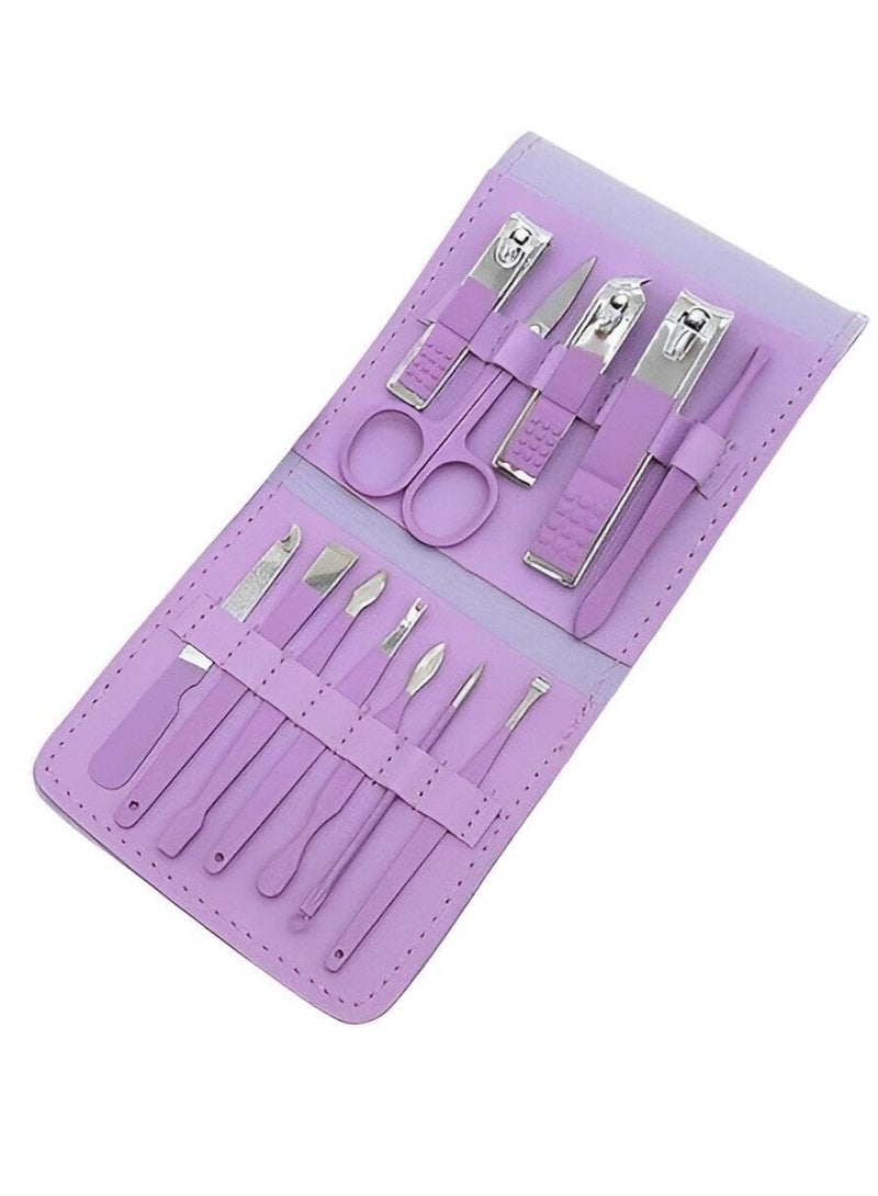 Generic Stainless Steel Nail Care Set - 12 Piece Manicure and Pedicure Set with Nail Clippers and Leather Travel Case  - Image 3