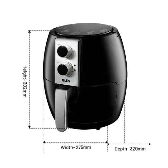 Glen Electric Rapid Fryer, 3.8 Litre Air Fryer 1350W with Temperature Control, Removable Frying Basket, Vapour Steam, 30-Minute Timer, Fry, Grill, Roast & Bake with Less Oil, Medium - Black (3049BL) - Image 5
