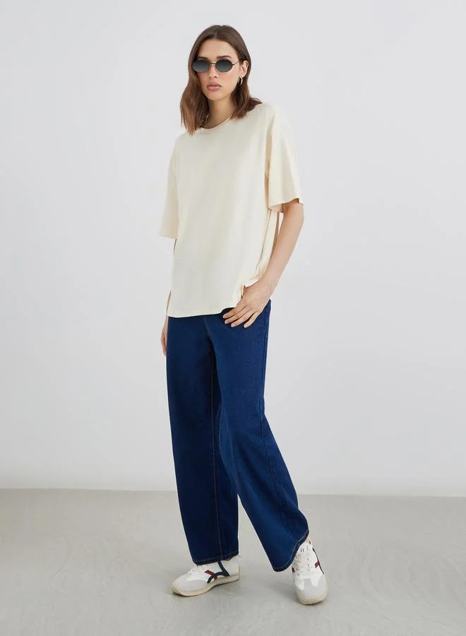 تايك تو Take Two Graphic Print Oversized T-Shirt