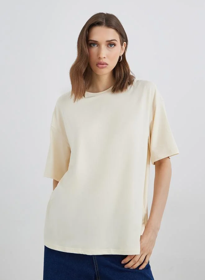 تايك تو Take Two Graphic Print Oversized T-Shirt