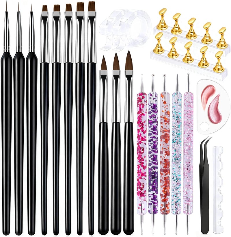 ارتدون أدوات تنسيق الأظافر من Artdone، مجموعة فرش فنية مع حامل أظافر، فرش تخطيط جل طلاء الأظافر، قلم تصميم لرسم الأظافر وفرش طلاء الأظافر، فرش تفصيل صغيرة. - Image 1