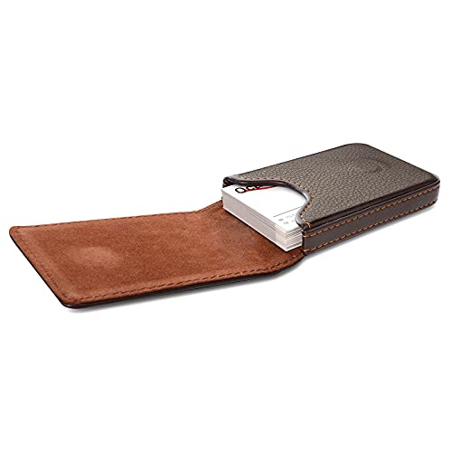 Ocadux Leather Business Card Holder for Men or Women with Magnetic Shut, Hold 25 Business Cards, Coffee - Image 2