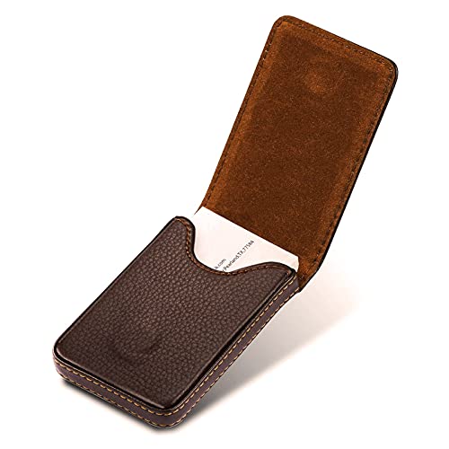 Ocadux Leather Business Card Holder for Men or Women with Magnetic Shut, Hold 25 Business Cards, Coffee - Image 1