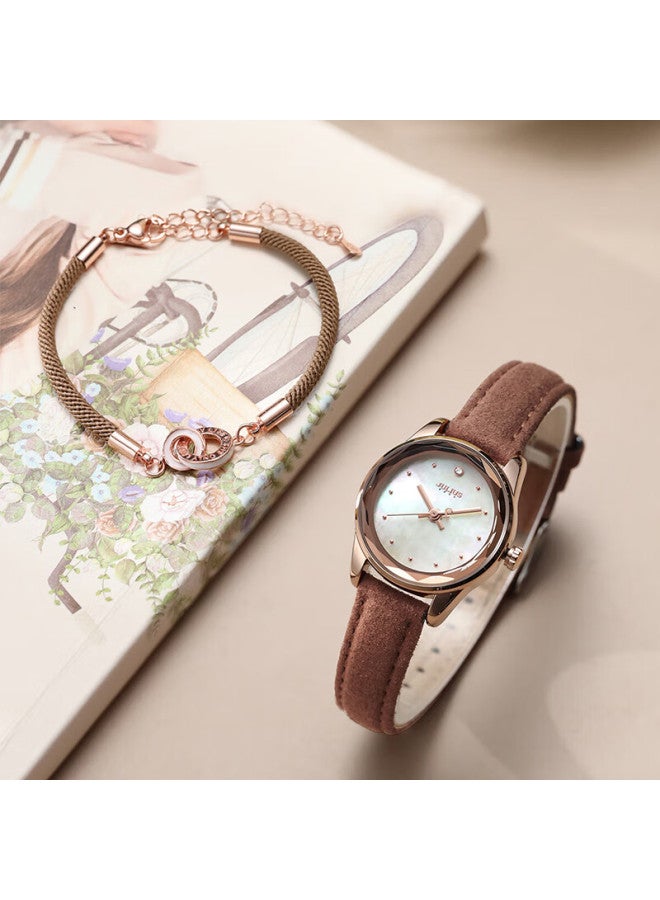 Julius Women's Gift Watch Box, Mother-of Dial, Elegant And Fashionable, Versatile Student Ladies Quartz Watch, Brown Mgsl-1438b - Image 1