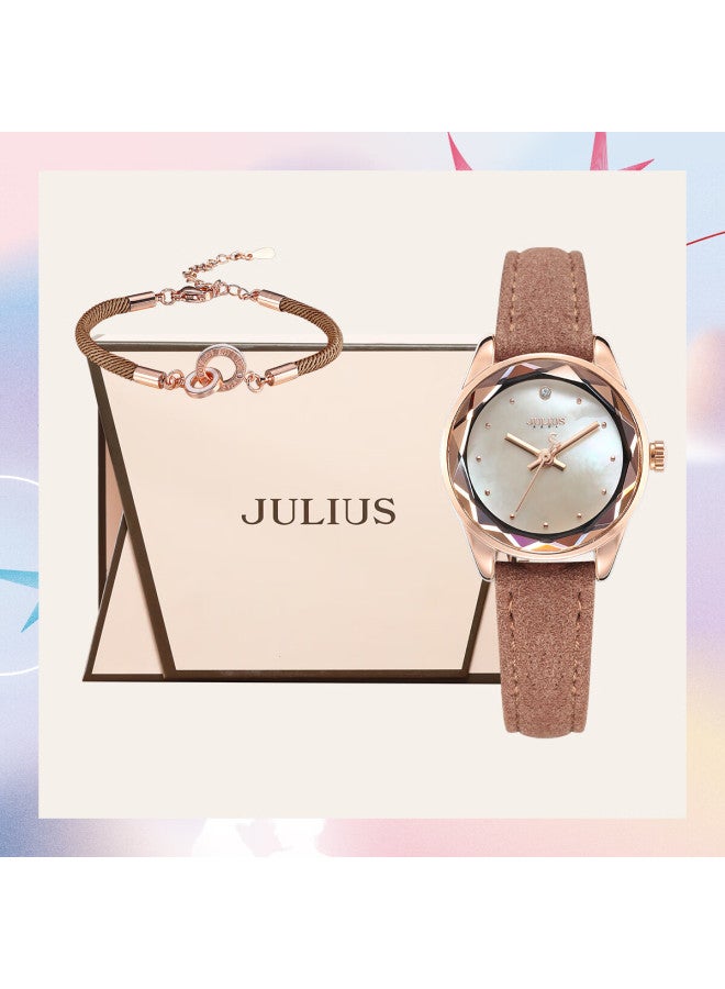 Julius Women's Gift Watch Box, Mother-of Dial, Elegant And Fashionable, Versatile Student Ladies Quartz Watch, Brown Mgsl-1438b - Image 3