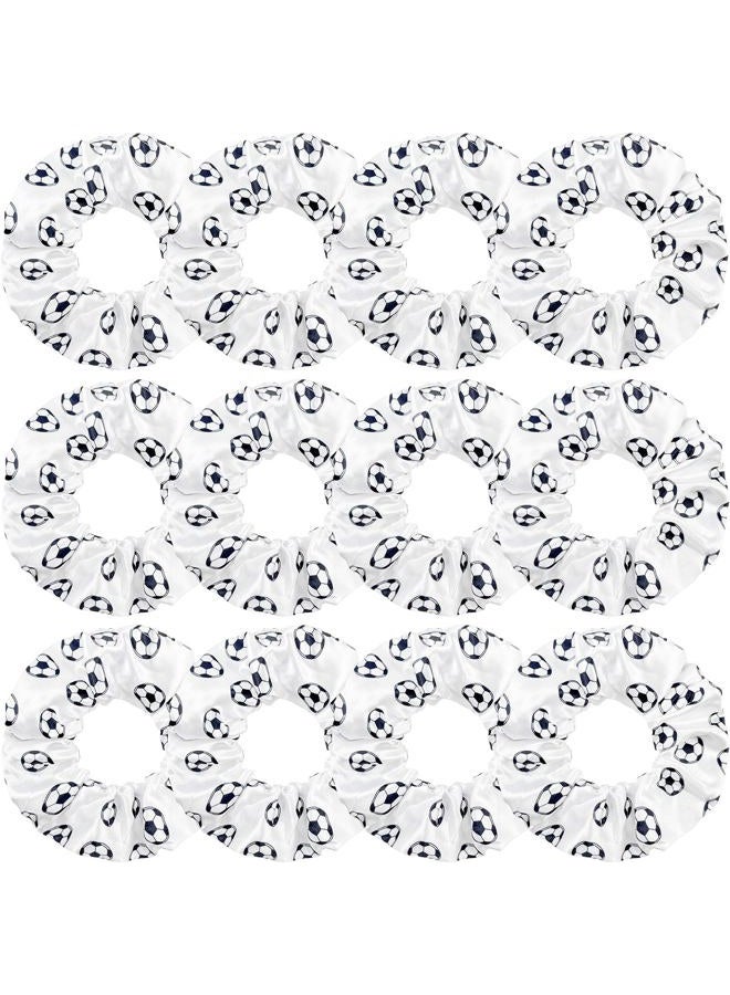 Jeffan Soccer Hair Accessories - 12 Satin Scrunchies for Girls, Women, and Sports Players - Image 1