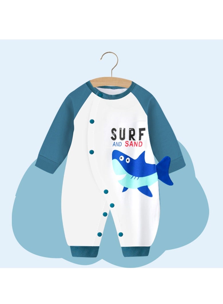 xozgdovg Baby onesie Spring and autumn clothes for newborns pure cotton autumn pajamas for babies and girls 24m/90cm shark 