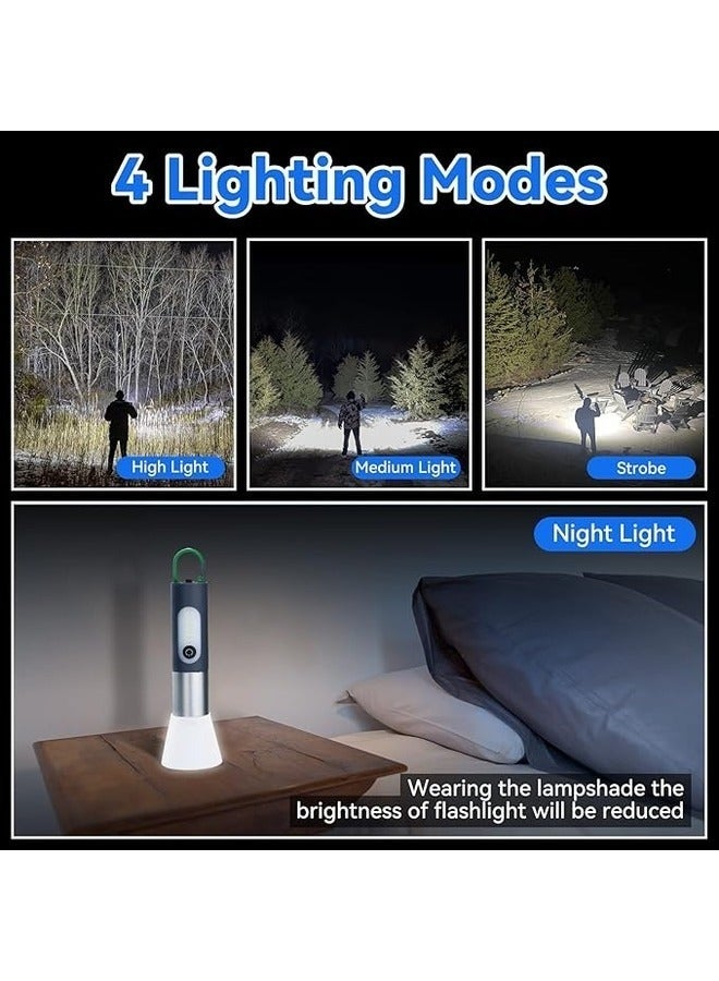 Led Rechargeable Tactical Laser Flashlight 80000 High Lumens With Lamp Shade, 4 Modes, Outdoor Lighting Usb Rechargeable Camping, Super Bright Zoomable, Pocket Tactical Flashlights - Image 2