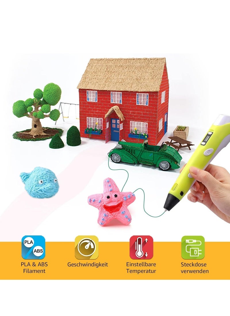 ELTRAZONE "3D Printer Pen Set for Kids & Adults – Includes 3D Pen with 12 Colors of 1.75mm PLA Filament (3m Each) – Model 02A Yellow" - Image 5