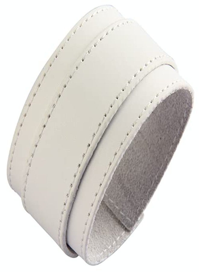 AZYOUNG Black Brown White Leather Cuff Bracelet for Men Women Two Layers Adjustable Belt Buckle Wristband(White) - Image 2