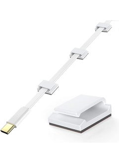 AGPtek 100Pcs Flat Cable Clips,Adhesive Cable Clips,Self Adhesive for Ethernet USB Charging Cable Power Cord Mouse Cable Wire PC Office Home,White  - Image 1