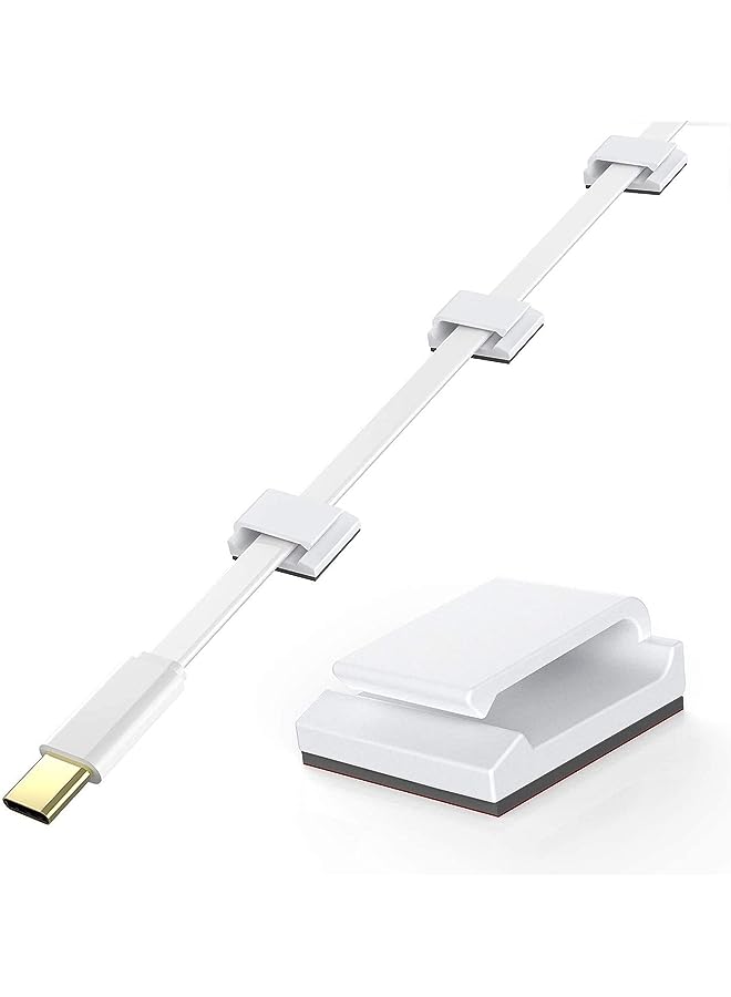 إيه جي بي تك 100 قطعة من مشابك الكابلات المسطحة، مشابك كابلات لاصقة، ذاتية اللصق لكابل شحن USB إيثرنت سلك الطاقة وسلك كابل الماوس والكمبيوتر المكتبي والمنزل، أبيض - Image 1