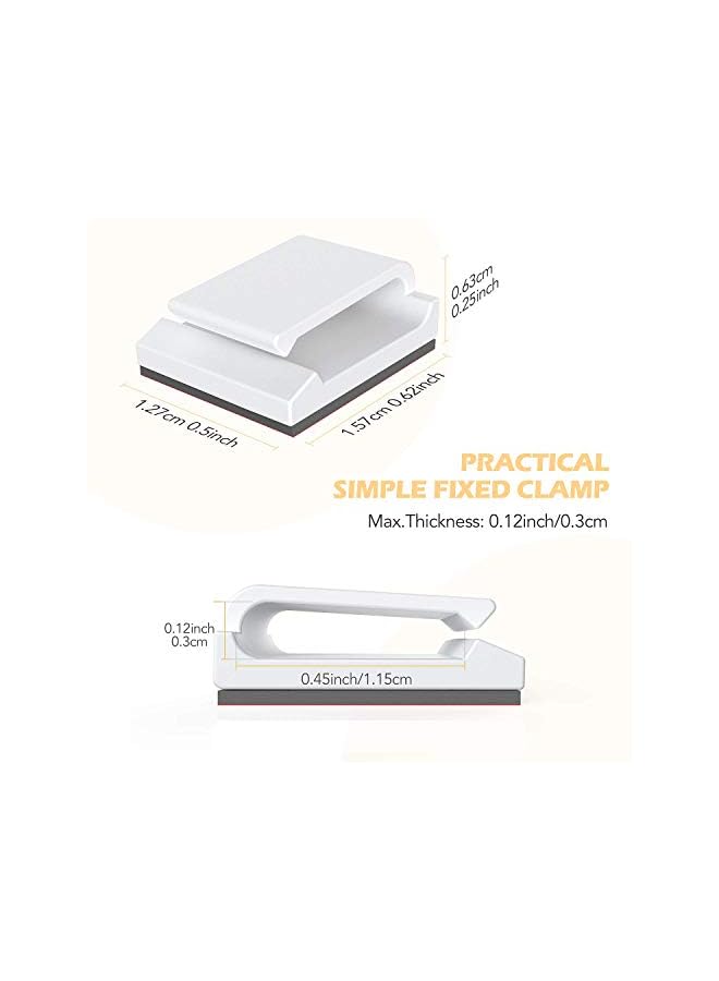 إيه جي بي تك 100 قطعة من مشابك الكابلات المسطحة، مشابك كابلات لاصقة، ذاتية اللصق لكابل شحن USB إيثرنت سلك الطاقة وسلك كابل الماوس والكمبيوتر المكتبي والمنزل، أبيض - Image 2