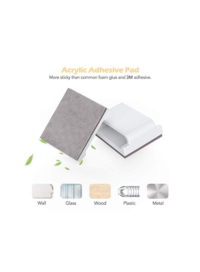 إيه جي بي تك 100 قطعة من مشابك الكابلات المسطحة، مشابك كابلات لاصقة، ذاتية اللصق لكابل شحن USB إيثرنت سلك الطاقة وسلك كابل الماوس والكمبيوتر المكتبي والمنزل، أبيض - Image 3