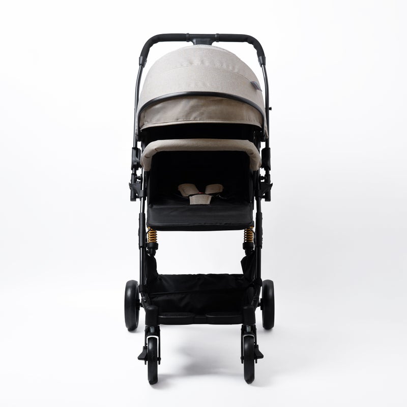 molody Baby Stroller – Hydraulic Suspension – Travel Friendly – Parent & World Facing – One Hand Fold – Khaki - Image 3