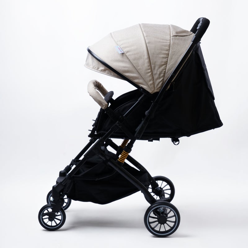 molody Baby Stroller – Hydraulic Suspension – Travel Friendly – Parent & World Facing – One Hand Fold – Khaki - Image 2