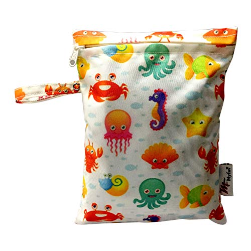 Myfav MY FAV Multiutility Wet & Dry Pouch with Zipper | Reusable & Washable Travel Organizer Bag for Beach, Pool, Stroller, Toiletries, Diapers, Wet Swimsuits & Gym Clothes – Sea Animals - Image 1