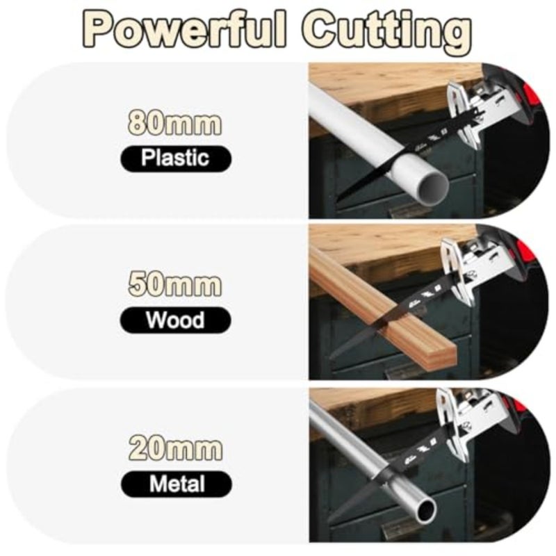 Cordless Reciprocating Saw 21V Power Saw Handheld 0-3500SPM with 2 Batteries and 4 Saw Blades Electric Cordless Saws Compact Variable Speed Wireless Reciprocating Saws for Woods Metal PVC Cutting - Image 4