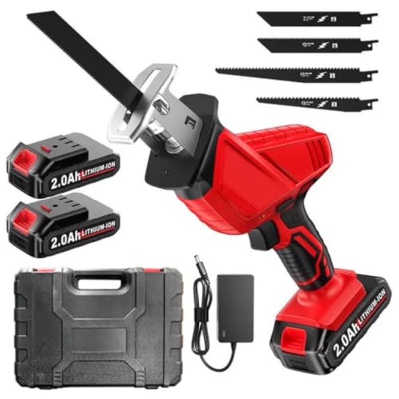 Cordless Reciprocating Saw 21V Power Saw Handheld 0-3500SPM with 2 Batteries and 4 Saw Blades Electric Cordless Saws Compact Variable Speed Wireless Reciprocating Saws for Woods Metal PVC Cutting - Image 1