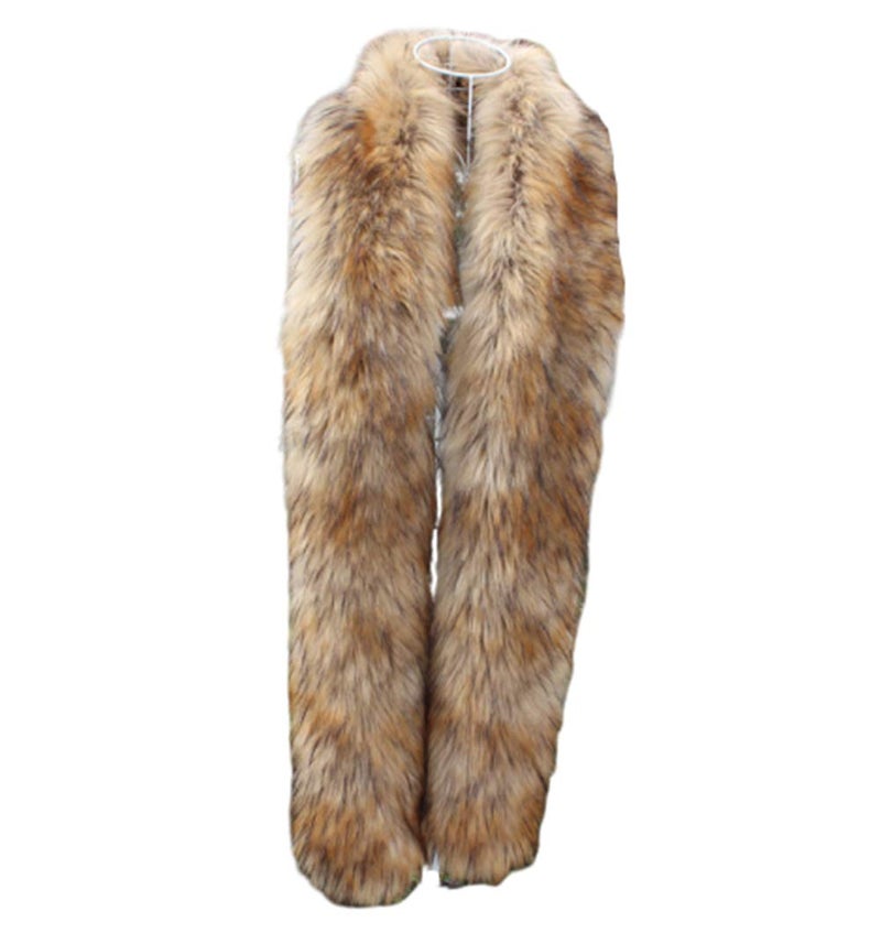 LDFWAY Long Men Women Faux Fur Collar Winter Warm Wrap Stole Scarf Shawl Shrug (Brown) - Image 1