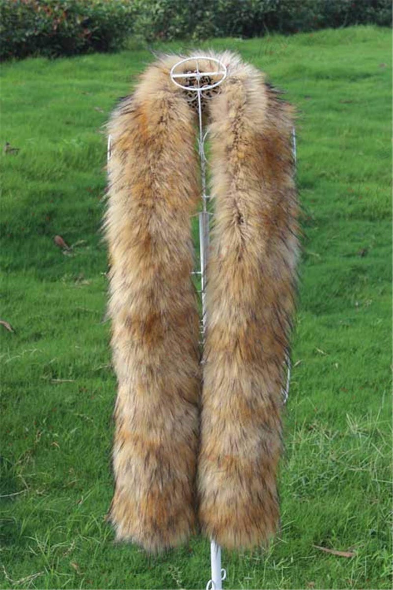 LDFWAY Long Men Women Faux Fur Collar Winter Warm Wrap Stole Scarf Shawl Shrug (Brown) - Image 5