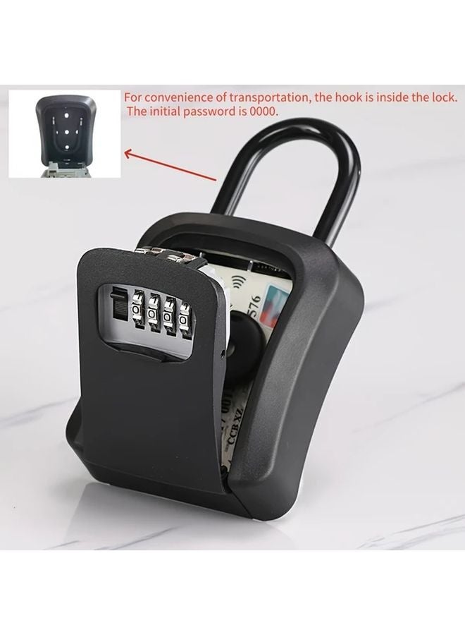 Black Portable Key Lock Box 4 Digit Combination Outdoor Wall Mounted Safe - Image 5