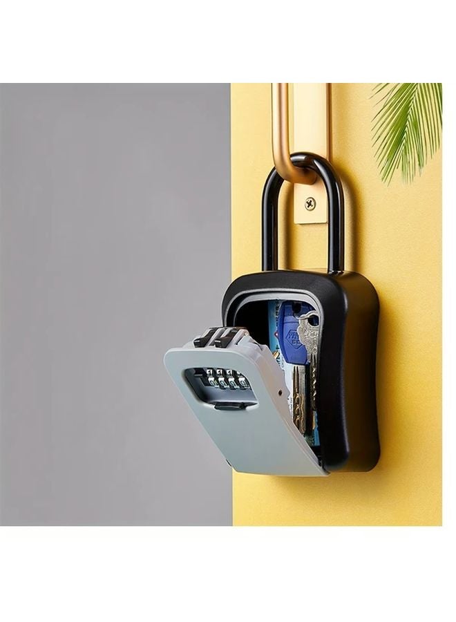 Black Portable Key Lock Box 4 Digit Combination Outdoor Wall Mounted Safe - Image 2