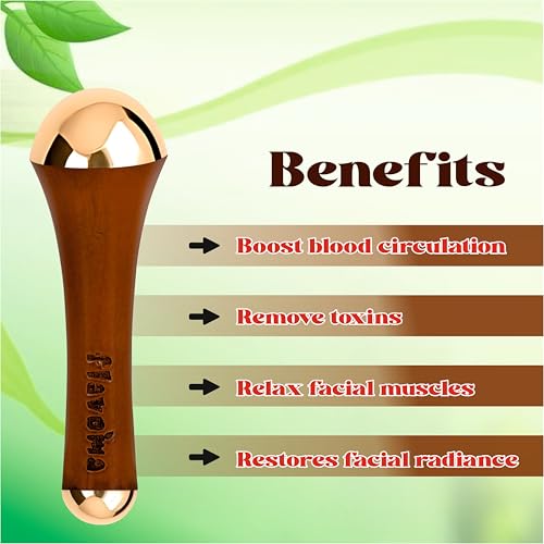 Flavoma Traditional Ayurvedic Dual Side Kansa Wand Massage Tool | Teak Wooden Handle With Both Side Bronze Metal Dome, Natural Brown | Massage for Back, Neck, Shoulders & Legs - Image 5