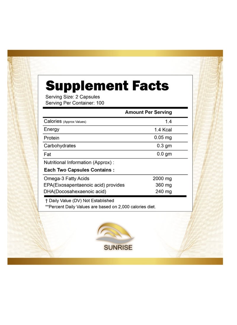 Omega 3 Double Strength 2000mg Fish Oil 60 Softgels | Supports Heart, Memory and Eye Function