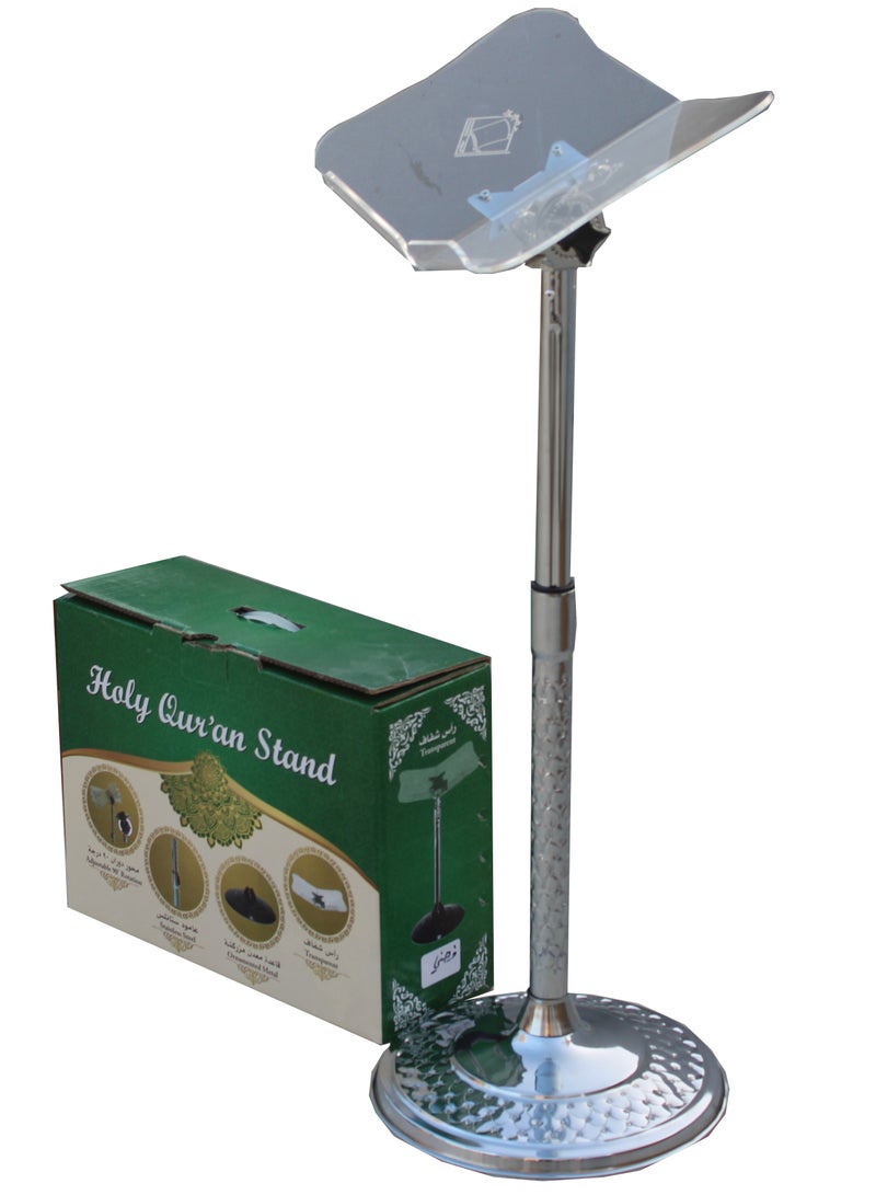 REBENUO Transparent Quran holder consisting of a head made of silver acrylic material, characterized by high durability, light weight and easy installation. Silver - Image 2