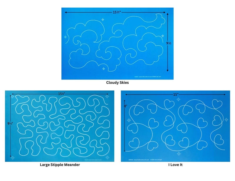 Full Line Stencil 3-Pack Edge to Edge - Cloudy Skies, Large Stipple Meander, & I Love It - Continuous Line Templates for Free Motion Quilting, Domestic Machine, Hand, Long-Arm Quilting - Image 5
