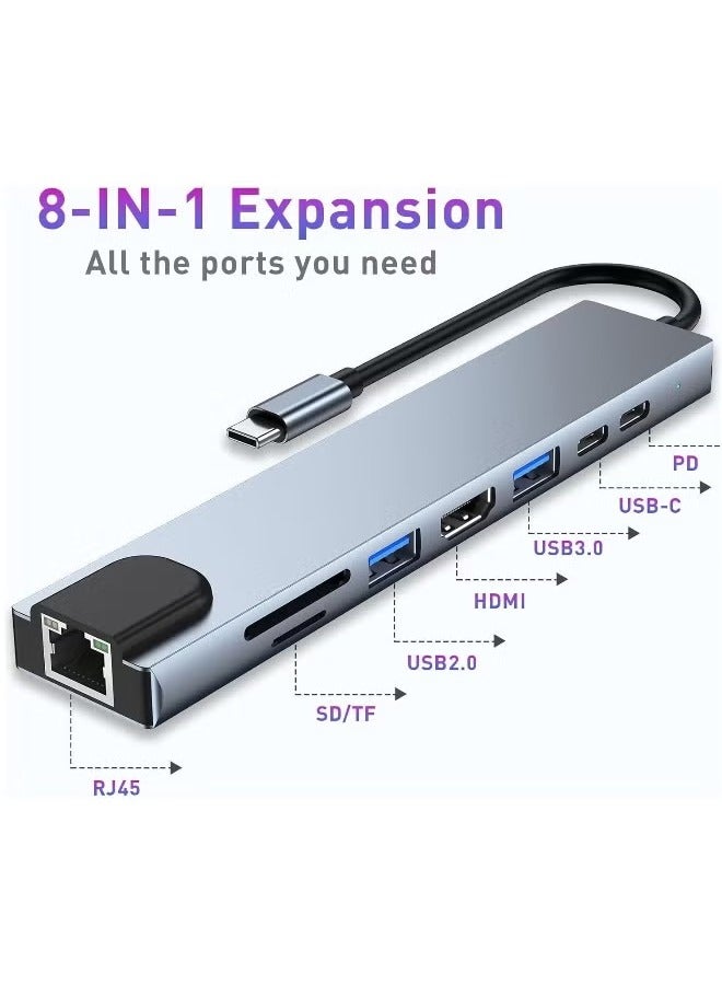 MIGOFAST USB C Hub 8 in 1 Docking Station with 4K HDMI 100W PD Charging USB 3.0 Ports Ethernet SD TF Card Reader  Multiport Adapter Compatible with MacBook Pro Air Dell HP Lenovo iPad Pro and More - Image 2