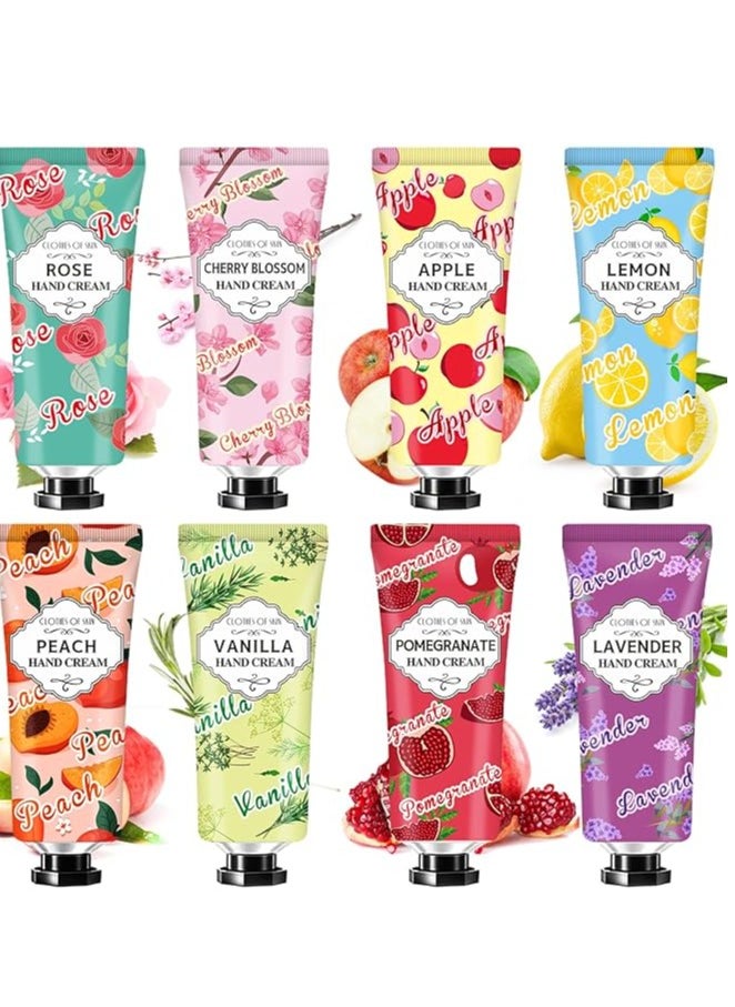 Clothes of skin 8 Pack Hand Cream Gift Set,Christmas Gifts for Women,White Elephant Gifts Stocking Stuffers for Teengirls,Mini Travel Size Lotion for Appreciation Gifts Teacher Gifts,Hand Lotionfor Dry Cracked Hands  - Image 1