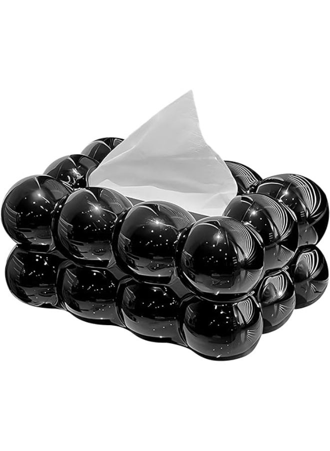 Marshmallow Tissue Organizer Bubble Tissue Box Tissue Dispenser Rectangular Tissue Holder for Car Bathroom Table Party Home Office Restaurant, Large (Black) - Image 1