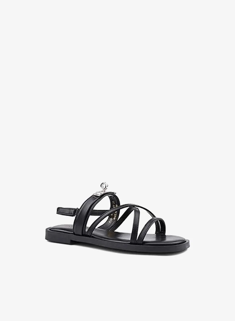 كابلي صنادل بناتي بكعب مسطح وحزام للكاحل