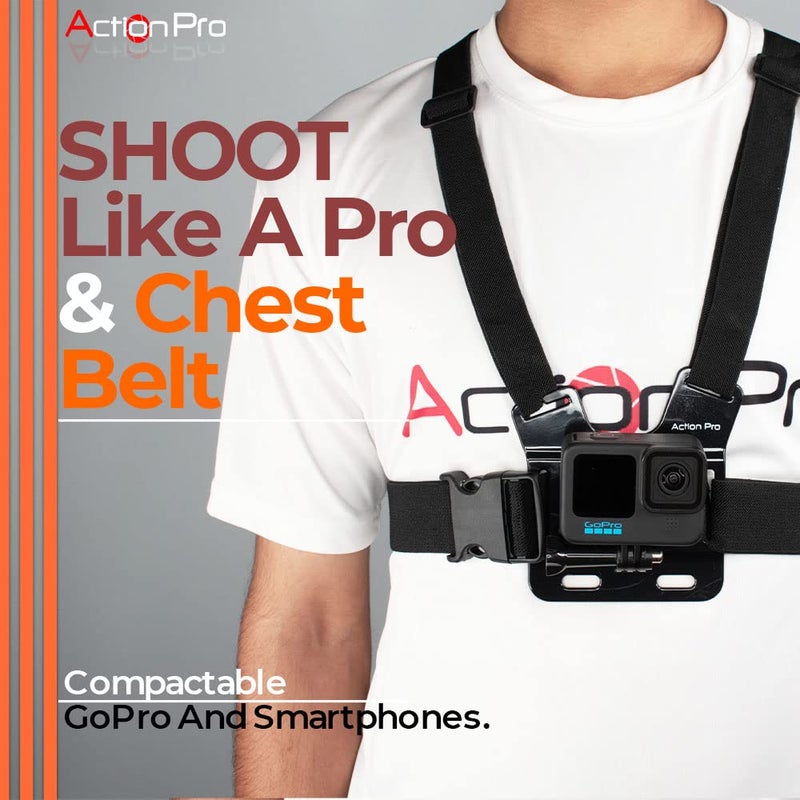 Action Pro حامل هاتف مع حزام صدر قابل للتعديل مع خطاف J لتحويل سريع ومحول رأس كتلة مع برغي إبهام متوافق مع الهواتف المحمولة وكاميرات 13 12 11 10 9 8 7 6 5 4 (ABS، أسود) - Image 4