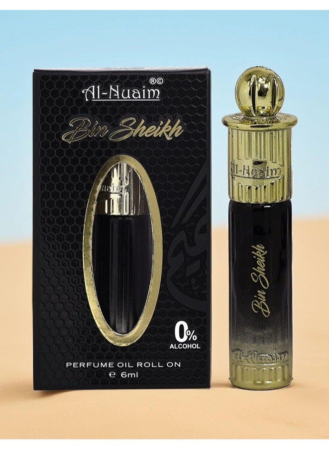 Al Nuaim Bin Sheikh Attar Roll-On 6ml | Alcohol-Free Unisex Concentrated Perfume Oil | Long Lasting Luxurious Arabic Oudh, Amber & Incense Fragrance for Men & Women | Pocket Size Attar