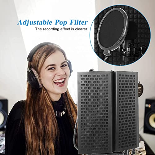 TECHBLAZE Isolation Shield for Mic with 360° Doubled Layer Pop Filter High Density Vocal Booth for Home Studio 5 Layer Sound Absorbent Reflection Filter Foam for Podcasting Streaming Singing Dubbing - Image 4